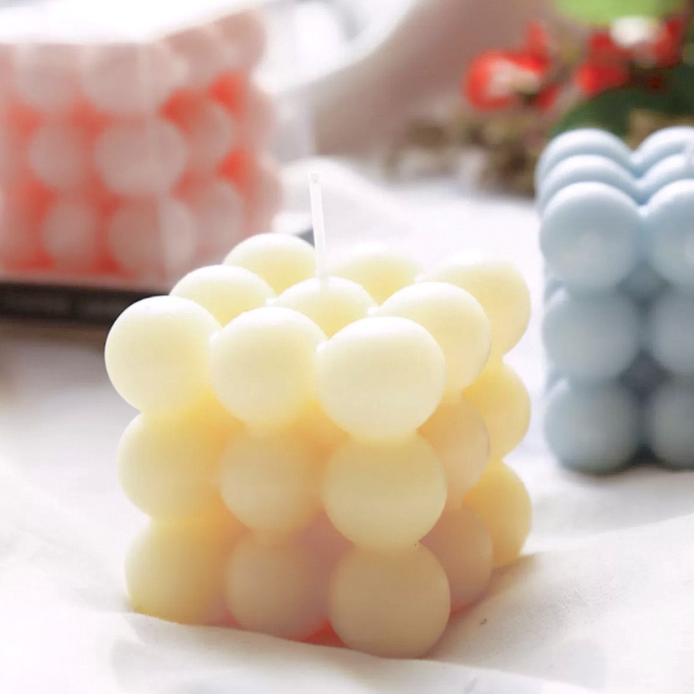 Cream Scented (Freesia)Bubble Cube Natural Soy Wax Based Candles - 5.4oz